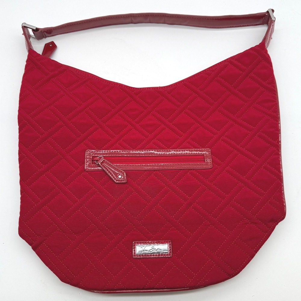 Vera‎ Bradley Red Quilted Shoulder Bag Purse Y2K Patent Leather Trim